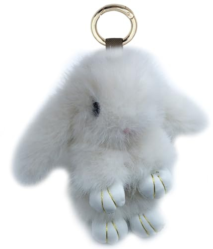 Xsclpomddy Mini Plüsch Hase Schlüsselanhänger Plüsch-Häschen Schlüsselanhänger Pom Poms Taschenanhänger Handtasche Autoschlüssel Dekoration