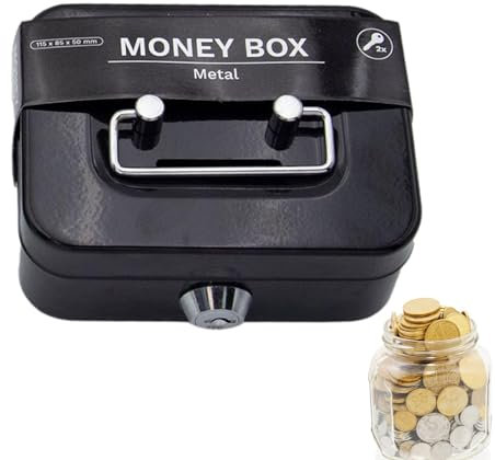 Petite Boîte À Serrure, Caisse En Métal, Petite Caisse À Monnaie, Caisse Avec Serrure À Clé, Tirelire, Boîte De Rangement De Sécurité, Boîte De Petite Caisse Portable Pour La Sécurité, 11,5×8,5×5,8 CM