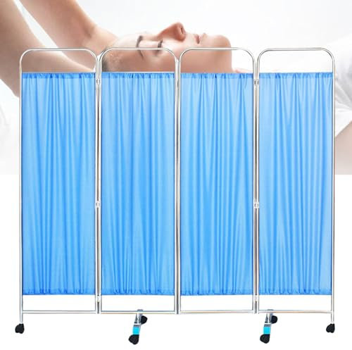 Hydravex Medical Privacy Screen, 3/4/5/6 Panel Room Divider Folding Privacy Screen, Outdoor Retractable Partition for Patio Privacy, Portable Medical Screen on Wheels, Mobile Separator,4Panel