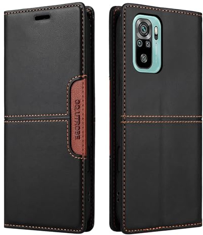 NETANY Compatible pour Xiaomi Redmi Note 10 4G/Note 10S Coque de téléphone, étui Portefeuille avec Porte-Carte [Support de Fonction] Rabat en Cuir Étui en Cuir de Protection magnétique (Noir)