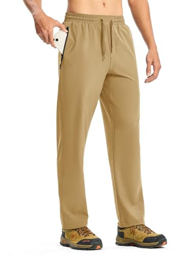 Rdruko Pantalon de jogging pour homme - Long et fin - Pantalon de sport - Pantalon de randonnée léger - Pantalon d'extérieur - Pantalon de loisirs - Pantalon de trekking, kaki, L