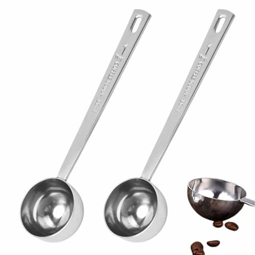 2 Pieces 1 Tablespoon Scoops with Long Handle,15 ml Stainless Steel Coffee Measuring Spoon,15ml Measuring Tablespoon for Coffee Milk Fruit Powder,Measuring Spoons, Washing Powder Scoop