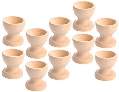 TOPBATHY 10pièces Lot de Porte-œufs Bois à Peindre Supports Antidérapants Et Résistants pour Garçon Fille Accessoires DIY pour Décoration Et Jeux Créatifs