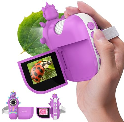 Microscopio Digitale Portatile 1000X per Bambini - Miniscopio Tascabile - Schermo 2.0 4K Ricaricabile Lente d'Ingrandimento Mini Regalo Scientifico Educativo con Kit di Vetrini per Bambini Studenti
