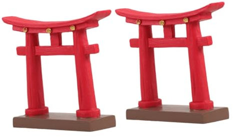 BATHVEVE 2pcs Miniature Japanese Temple Gate Sculpture Resin Decorative Ornament for Fish Tank Garden Home Decor for Aquatic Landscape Japanese Garden Decor