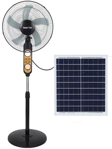 cendbirut Ventilatore Solare Senza Fili per Esterni con Telecomando e Luce, ventilatori a piantana Ricaricabili a energia Solare, per Ufficio, casa, dormitorio, Campeggio all'aperto