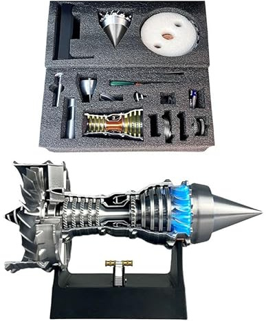 Turbo Fan Engine Modelo TR900 Kit de Motor A380 Impreso en 3D Mini El Motor a Reacción Puede Arrancar Regalo para Entusiastas de La Aviación se Puede ensamblar uno Mismo(Bule)