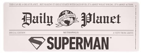 Superman Daily Planet Desk Mat - Officially Licensed DC Product | Large 80x30cm Desk Mat • Daily Planet Artwork • Non-Slip Surface For Work Or Gaming