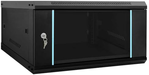 vidaXL Armoire réseau avec Stockage Noir 60 x 60 x 35 cm Acier, Solutions de Rangement Bureau, Armoire Solide, Technologie Murale, Serveur Industriel, Organisateur électronique