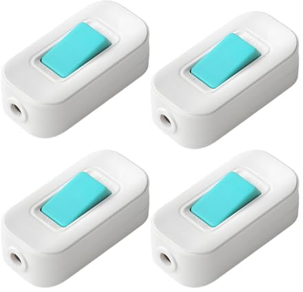 Leloco 4 interruttori intermedi 250 V 6 A, interruttore Lnline, interruttore per cavi a 2 fili, interruttore per lampade da tavolo, piccolo ventilatore, elettrodomestici