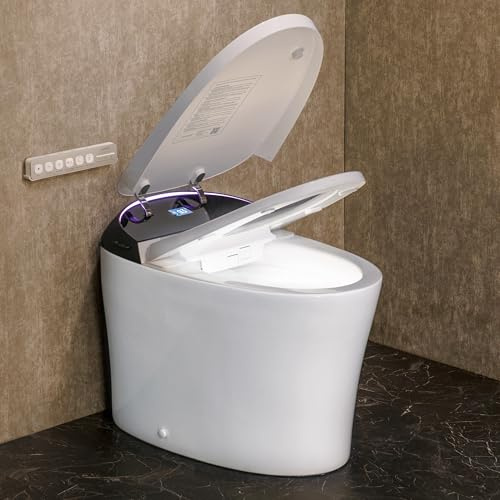 CANEST Toilette intelligente con altezza sedia ADA, dispenser di schiuma, 1.1/1.6GPF bidet WC a doppio flusso, 12 pollici Rough-in, WC monopezzo, modalità eco, apertura automatica/chiusura, acqua