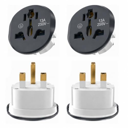 4 Stück UK Adapter, Steckdosen Adapter Universal, Reiseadapter UK, Reiseadapter Typ G, England Steckdosenadapter, Adapter UK auf EU, Universal Adapters für Deutschland, USA, UK, Schweiz, China usw