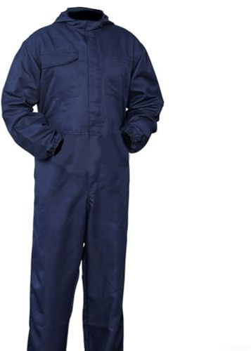 Tuta da lavoro duratura da uomo, tuta difensiva a maniche lunghe per riparazioni auto e uso in officina, resistente all'usura in poliestere meccanico (blu tibetano 180)