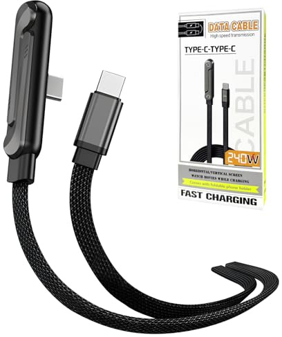 Cable USB C Carga Rápida 240W, Cable Tipo C Plano para Móvil, Cargador Plano para Teléfono, Cable USB C de Nailon Trenzado para Juegos y Uso Diario