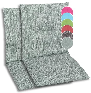 GO-DE Textil Bequeme und attraktive Polsterauflagen für Niederlehner-Gartenstühle (2er-Set, meliert grün, Niederlehner)
