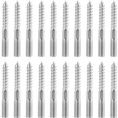 20PCS Vis à Double Filetage M8 x 60 mm en Acier Zingué, boulons de suspension et boulons à double filetage, face m8 pour Assemblage Bois Métal, Accessoires D'assemblage de Meubles