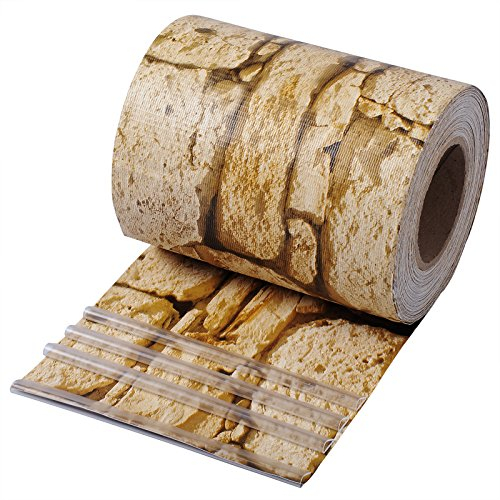 WOLTU Bandes Brise-Vue en PVC de 450g/m², Rouleau Brise-Vue Occultant 19cm x 35m, Résistant au Vent et au Soleil, pour Clôture, Jardin, Balcon, avec 25 Clips de Fixation, en Motif Pierre