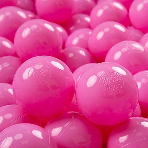 KiddyMoon 50 Ø 7 cm barnbollar lekbollar för bollbad baby enfärgad plastbollar tillverkad i EU, rosa