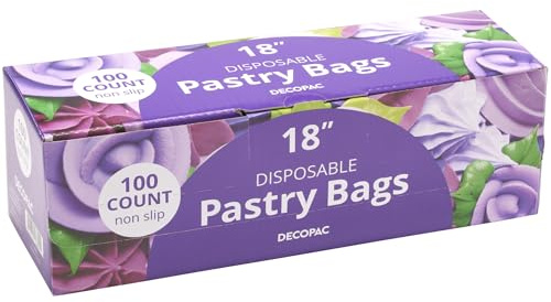 DecoPac Disposable Pastry Bag, Piping Bags with Non-Slip Outer Surface, Pack of 100 Clear Bags - 18 Inch