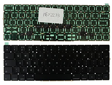 Keyboards4Laptops Vereinigtes Königreich Hintergrundbeleuchtung-Version (ohne Hintergrundbeleuchtung Board) schwarz kompatible Ersatz Tastatur kompatibel mit Apple MacBook Pro 15 Inch Touch Mid 2017