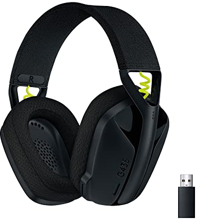 Logitech G G435 LIGHTSPEED Kabelloses Bluetooth-Gaming-Headset, Leichte Over-Ear-Kopfhörer, Integrierte Mikrofone, 18h Akku, Kompatibel mit Dolby Atmos, PC, PS4, PS5, Handy, Nintendo Switch - Schwarz