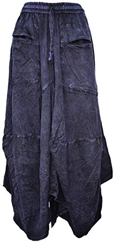 Gheri Womens Cotton Distressed Open Pocket High Low Skirt Purple