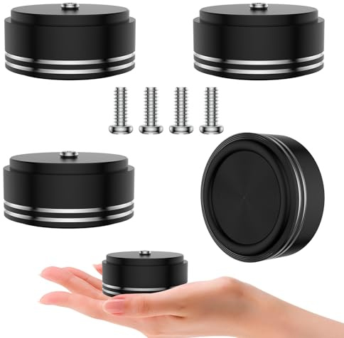 Audiocrast IF3917B HiFi Speaker Isolation Feet Pads 4PCs Aluminum 39x17mm Black Speaker Shock Absorber Vibration Dampener Floor Protector Resonance Reducer for Audio Subwoofer CD DVD Amplifier DAC