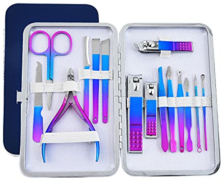 TOMYEUS Set de Coupe-Ongles Outils de beauté 15 pièces Set Beauty Manucure Couleur Titanium Set Décoration Foot Clippers Nail Clipper Coffret Kits d'outils de manucure (Size : 15 Sets)