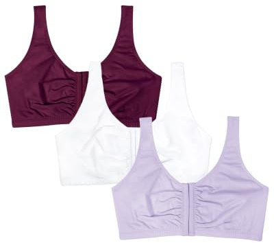 Fruit of the Loom Women's Women's Front Closure Cotton Bra Sports Bra (Pack of 3)