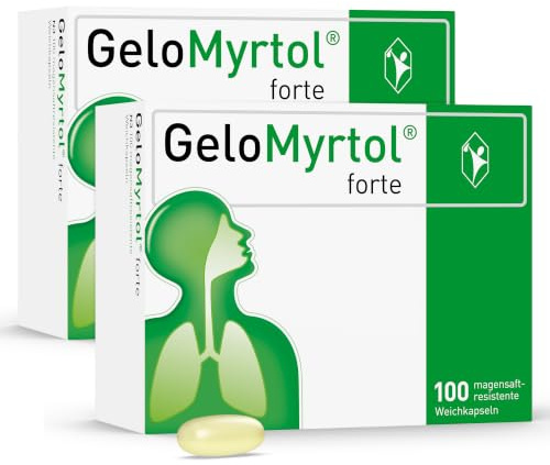 GeloMyrtol forte: Pflanzlicher Schleimlöser für akute und chronische Infektionen der oberen und unteren Atemwege mit Husten, Schnupfen und Druckkopfschmerz - ab 6 Jahren, 2 x 100 Kapseln