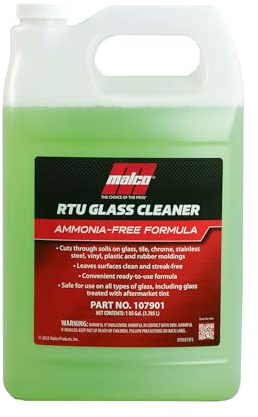 Malco Ready-To-Use Glass Cleaner - Streak-Free Removal of Dirt, Grease, Oils, & Bug Debris from Glass, Chrome, Tile, Stainless Steel, Vinyl, Rubber/Ammonia-Free & Tint Safe / 1 Gallon (107901)