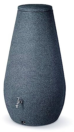 Regentonne Regenwassertank Goccia anthrazit 410 Liter aus UV- und witterungsbeständigem Material. Frostsichere Regenwassertonne Regenfass mit Deckel und Zwei 3/4 Zoll Gewinde