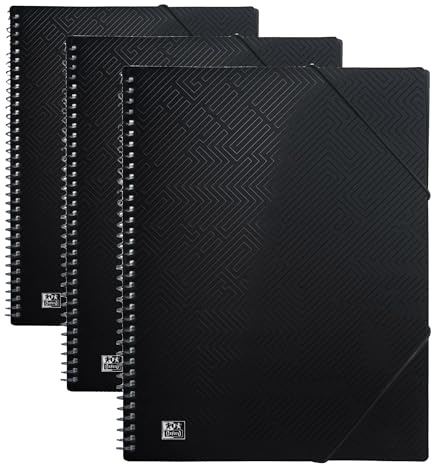 Oxford Spiral-Sichtbuch A4, mit 40 Hüllen, Kunststoff, schwarz, 1 Stück (Packung mit 3)