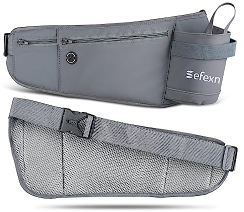 1 Stück Sportgürtel mit Flaschenhalterung, Universeller Laufgürtel für Damen & Herren, Graue Bauchtasche