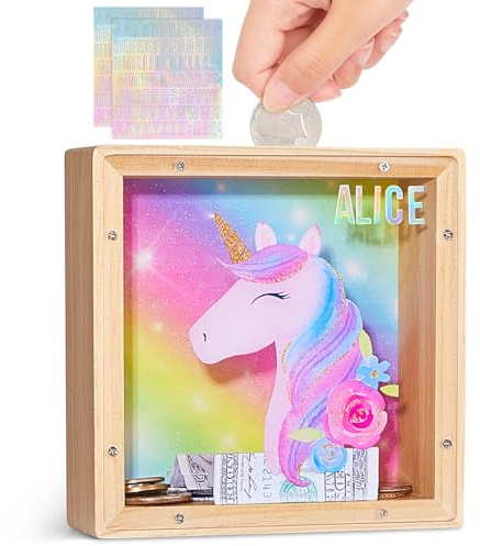 MHJY Spardose Kinder Sparschwein Jungen Mädchen Dinosaurier Sparbüchse Acryl- Sparkasse mit Personalisierten Buchstaben