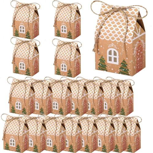 20 Stück Weihnachtsgeschenkboxen, Geschenkbox, Weihnachtsbox, Süßigkeitenbox, Kraftpapier-Geschenkbox