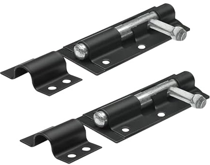 Primes DIY 4 PCS Heavy Duty Tower Bolt with Screws Black (8), Door Lock, Strong Black Coated Door Barrel Bolt, Durable Slide for Increasing Security on Garden Gates & Shed Doors Pack of 2