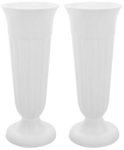Milisten Fiori e Sbiadimento alla Decorazioni Resistente per Rottura Vaso da Plastica Bianco 2 Pezzi Stile Romano Cimiteriale Funerarie Casa