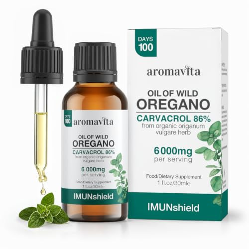ImunShield Wildes Oregan-Öl - Ätherisches Bio-Oreganoöl mit 86-90% Carvacrol und nativem Olivenöl Extra - Unterstützung für Immun- und Verdauungssystem - Vegan, Pflanzlich, – 30 ml
