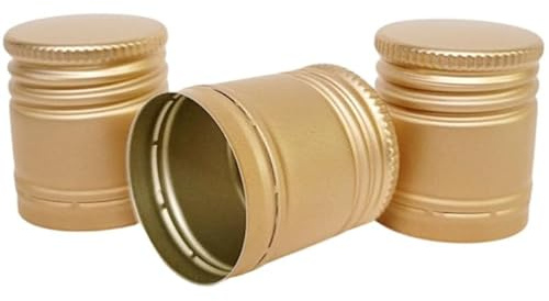DIAH DO IT AT HOME 24 Pack 30x35mm Gold Metal Screw Caps - Airtight Replacement Lids for Glass Liquor Bottles, Empty Spirit Flasks, Wine & DIY Home Brewing Storage