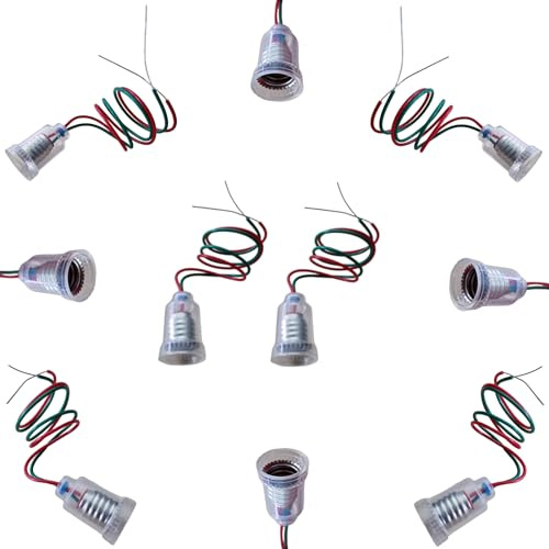 10 Stück E10 Lampenfassung mit/ohne Kabelanschluss wählbar - Elektrosatz für Experimente Elektrische Schaltungen Set (Fassung mit Kabel)
