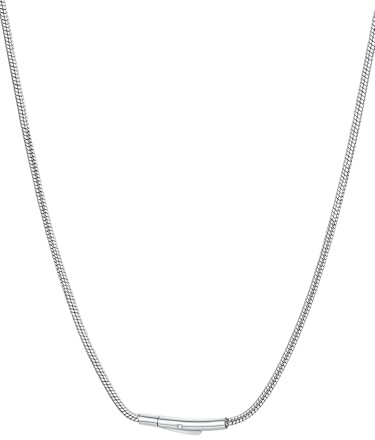FOCALOOK Edelstahl Schlangenkette 2mm rund Schlangen Kette ohne Ahänger Damen Herren Panzerkette Silber/Gold/Schwarz Rattenschwanz Kette 40/45/50/55/60/65/70/75cm lang mit Drehverschluss
