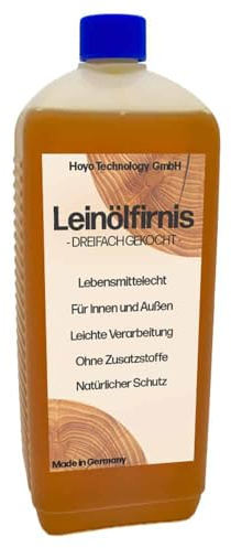 Leinölfirnis 1 L | Dreifach gekochtes Holzöl | Lebensmittelecht zertifiziert | für Innen & Außen | Schutz für alle Holzarten