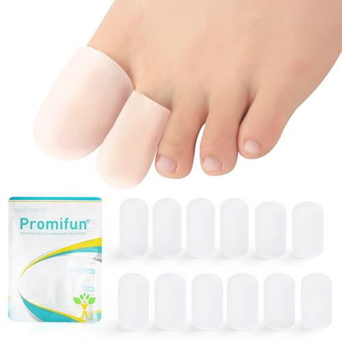 Promifun Gel Toe Cap Toe Protector - 6 pares de protectores para el dedo gordo del pie unisex, almohadillas para aliviar el dolor, uñas perdidas o encarnadas, callos, durezas, ampollas (2L+4M)