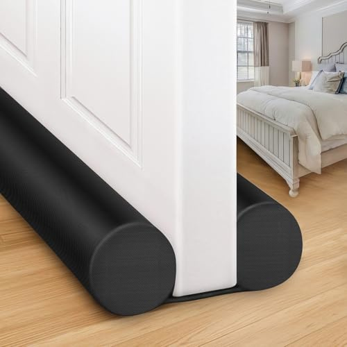 MAXTID Large Door Draft Stopper 36 Inch, Adjustable Double Sweep, Black