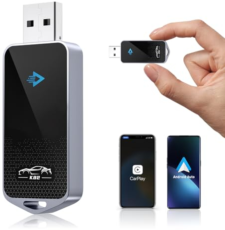 CarPlay Wireless Adapter für iPhone, Mini Wireless CarPlay Adapter, Plug & Play, Konvertiert kabelgebundenes CarPlay in drahtloses, Kompatibel mit 98% der Autos & iPhone iOS 10+(Typ A+C)