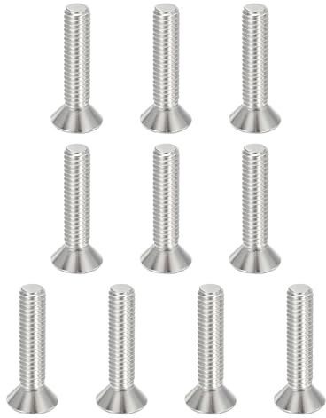PATIKIL 5/16-18 x 1-1/2 Tornillos de Cabeza Plana Avellanada, Paquete de 10 Pernos Avellanados Planos Hexagonal de Acero Inoxidable 304 18-8 Rosca Completa Grado 6.8