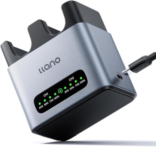 llano 20W NP-FZ100 Caricabatterie rapido per Sony batterie fotocamera: A7III,A7IV,A6700,FX3,FX30,A9,A7C,A7CII,A7RV,A7RIII,A6600,ZV-E1, ZV-E10II,A1,FX2,USB-C,indicatore LED, custodia in alluminio CNC