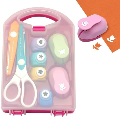 Set Perforatore Creativo Fai Da Te Per Bambini, Set Forme Per Perforatore Artigianale, Perforatore Con Motivo Su Carta E Foglie, Giocattolo Educativo Perforatore Per Bambini Con Forbici