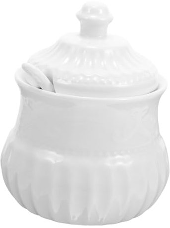 HOLIDYOYO Zuccheriera in Ceramica con Rilievi A Foglia con Dispenser per Zucchero E Contenitore per Condimenti in Barattolo per Uso Domestico